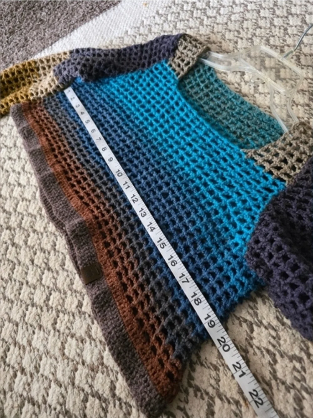 Handmade Multi-Color Crochet Open-Weave Cropped Top
